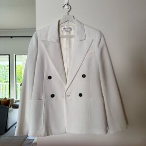 Elegant White Double-Breasted Women's Blazer